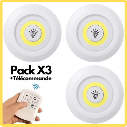 Pack 3 Lampes Led + Télécommande